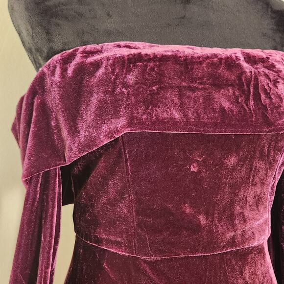 LULUS Glam Plum Velvet Off-the-Shoulder Mini Dress, Size Medium - Picture 7 of 14